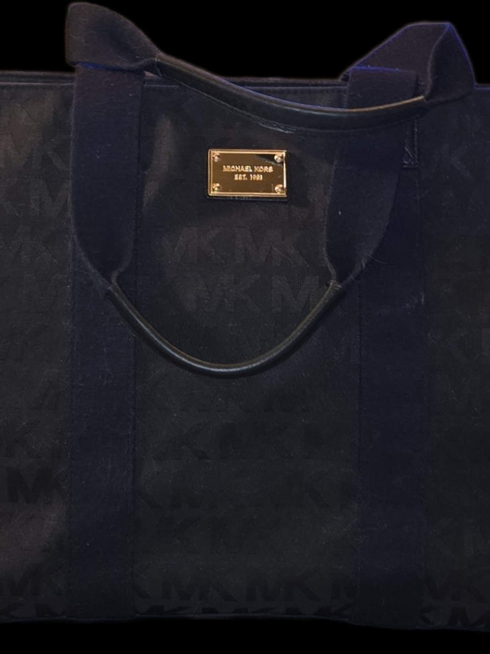 Michael Kors Signature Monogram Travel Tote Weekender Bag - Black Canvas